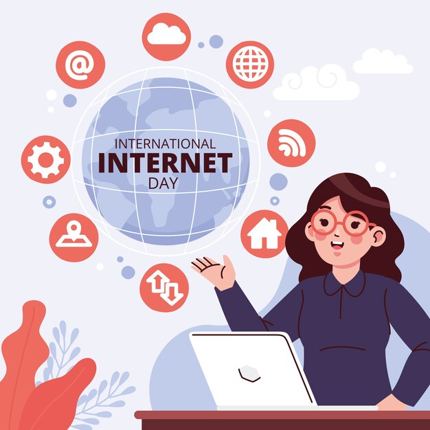 Ilustración plana para la celebración del día internacional de internet