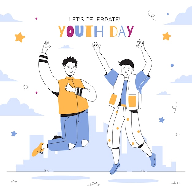 Ilustración plana para la celebración del día internacional de la juventud.
