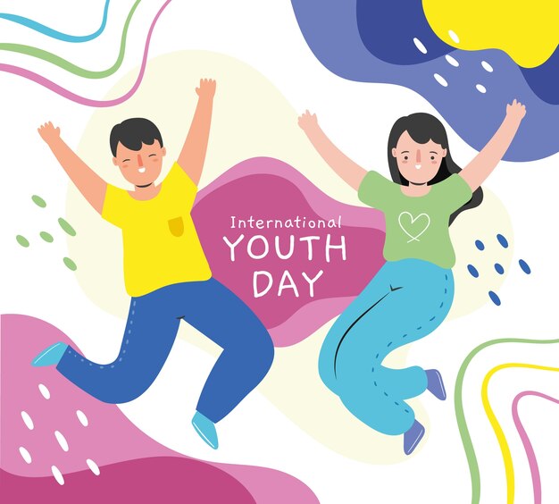 Ilustración plana para la celebración del día internacional de la juventud.