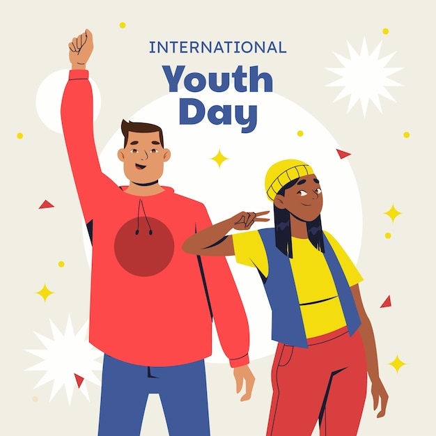 Vector gratuito ilustración plana para la celebración del día internacional de la juventud.
