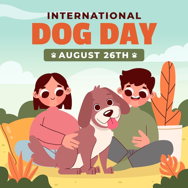 Ilustración plana para la celebración del día internacional del perro.