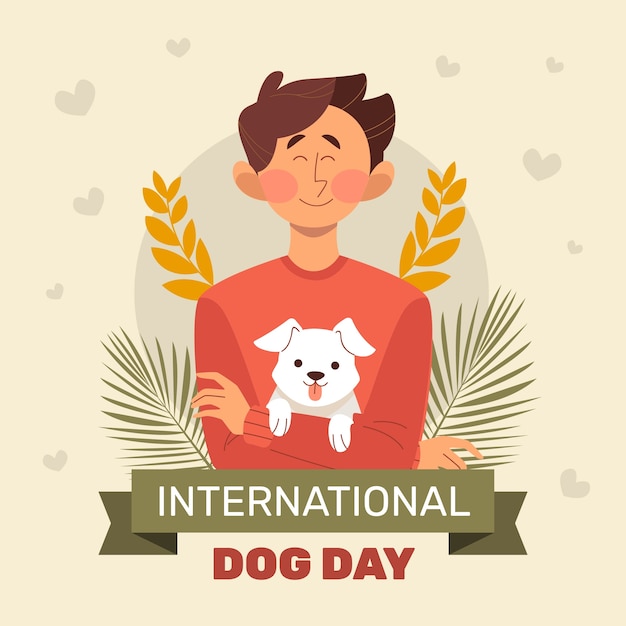 Ilustración plana para la celebración del día internacional del perro.