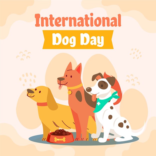Ilustración plana para la celebración del día internacional del perro
