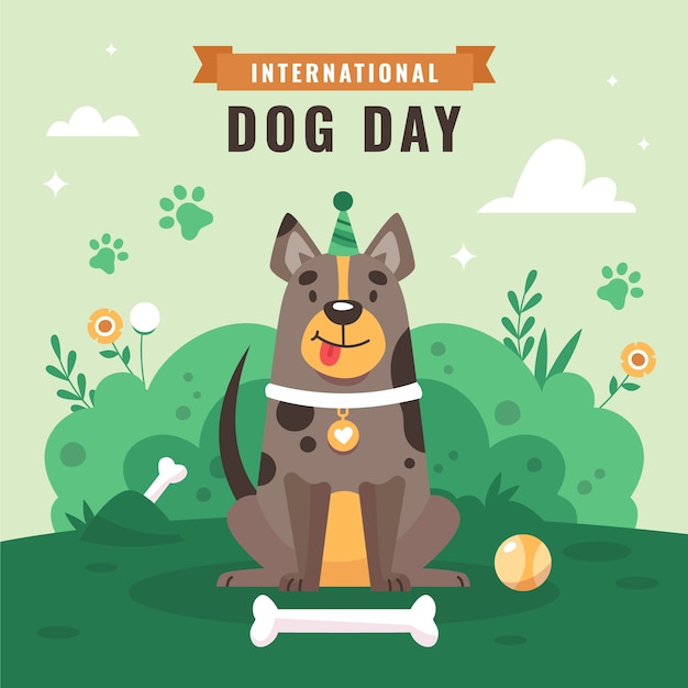 Vector gratuito ilustración plana para la celebración del día internacional del perro.