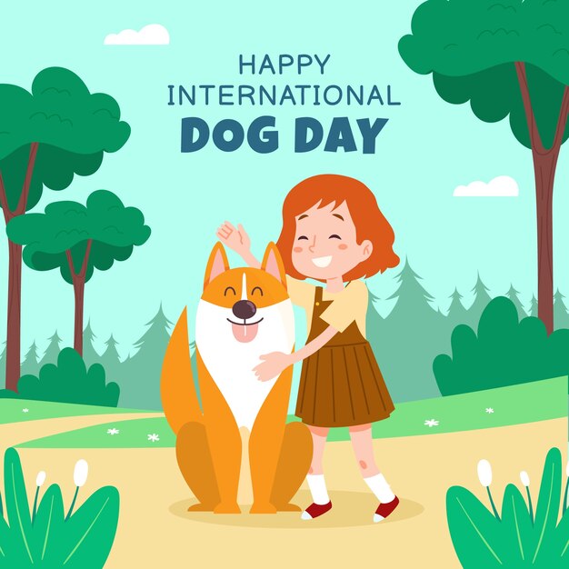 Ilustración plana para la celebración del día internacional del perro.