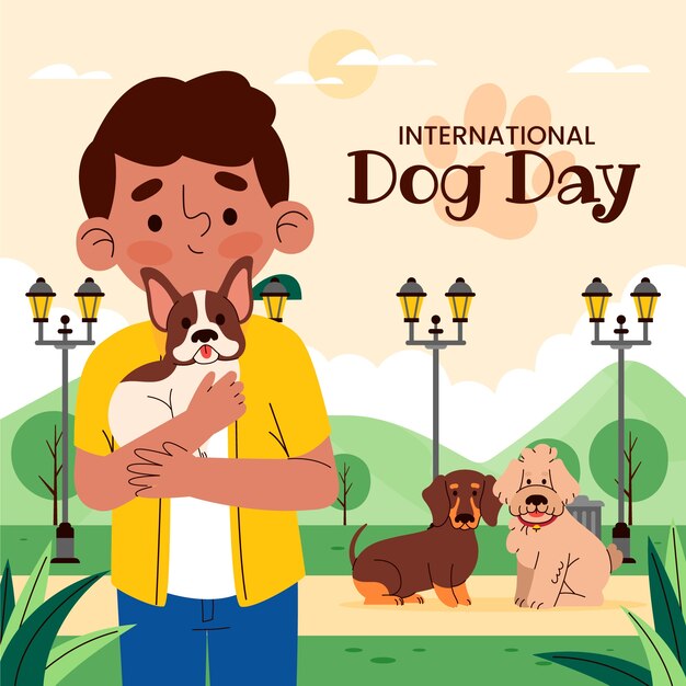 Ilustración plana para la celebración del día internacional del perro.