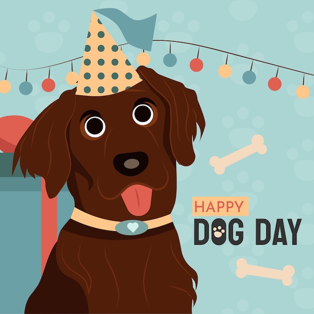 Ilustración plana para la celebración del día internacional del perro.