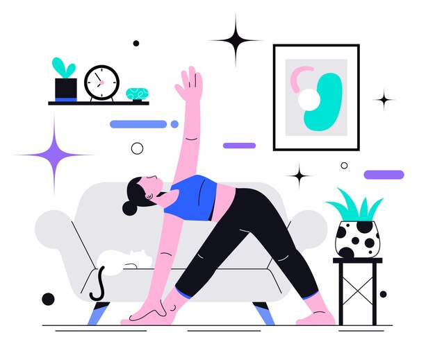 Ilustración plana para la celebración del día internacional del yoga