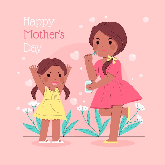 Ilustración plana para la celebración del día de la madre.