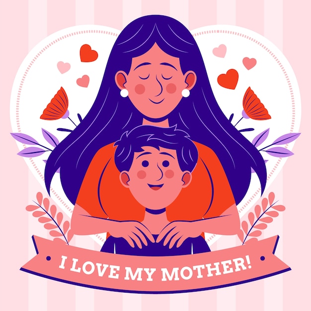 Vector gratuito ilustración plana para la celebración del día de la madre.