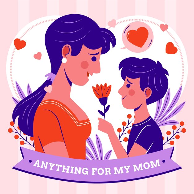 Vector gratuito ilustración plana para la celebración del día de la madre.