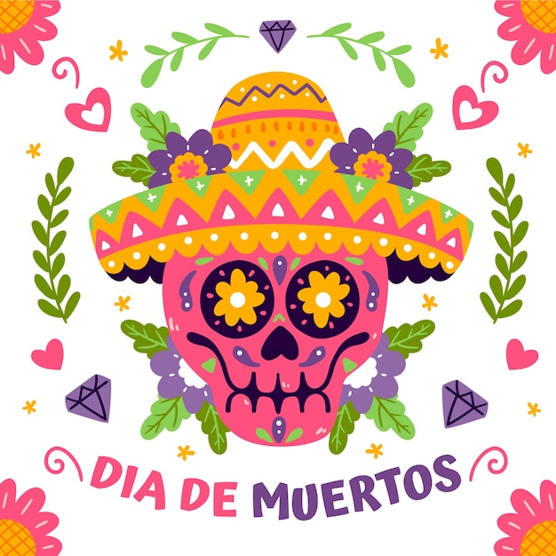 Vector gratuito ilustración plana de celebración de dia de muertos