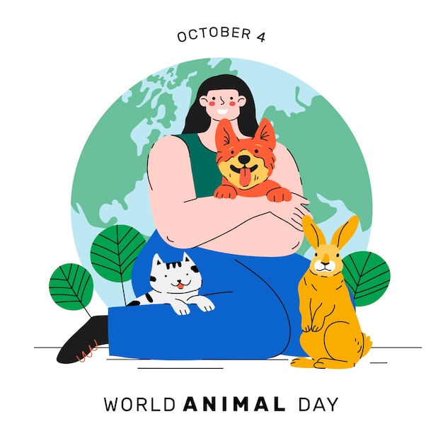 Vector gratuito ilustración plana para la celebración del día mundial de los animales