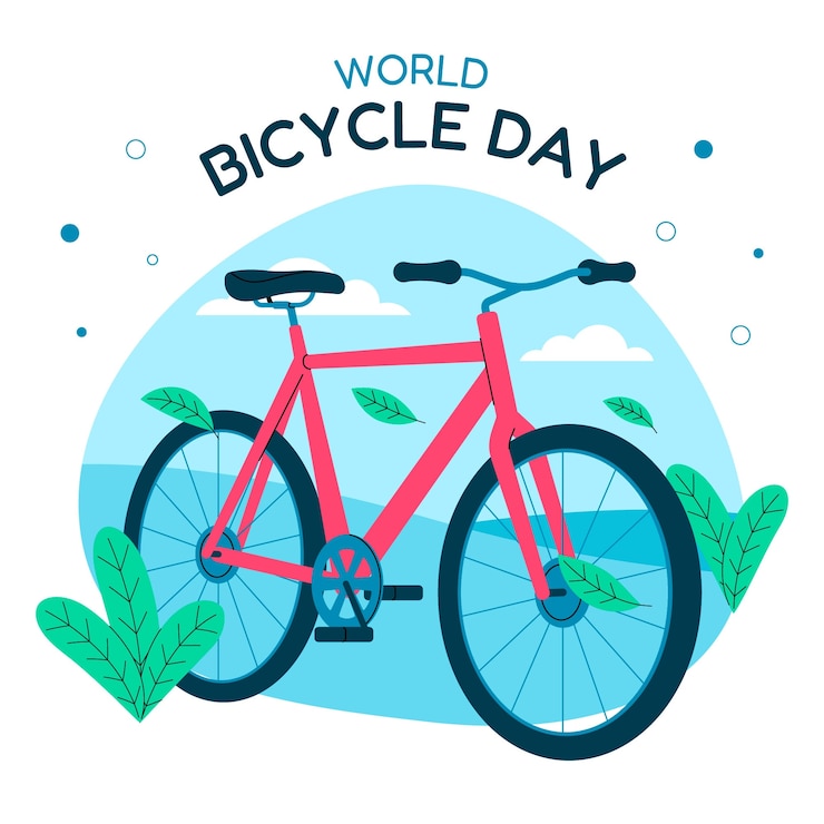 Vector gratuito ilustración plana para la celebración del día mundial de la bicicleta