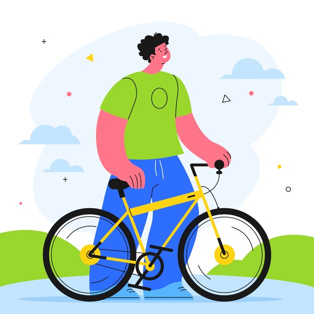 Vector gratuito ilustración plana para la celebración del día mundial de la bicicleta