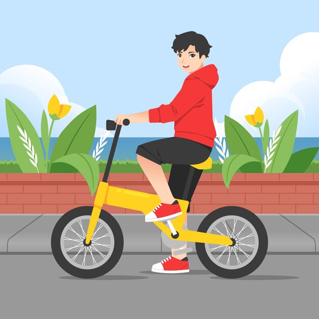 Ilustración plana para la celebración del día mundial de la bicicleta
