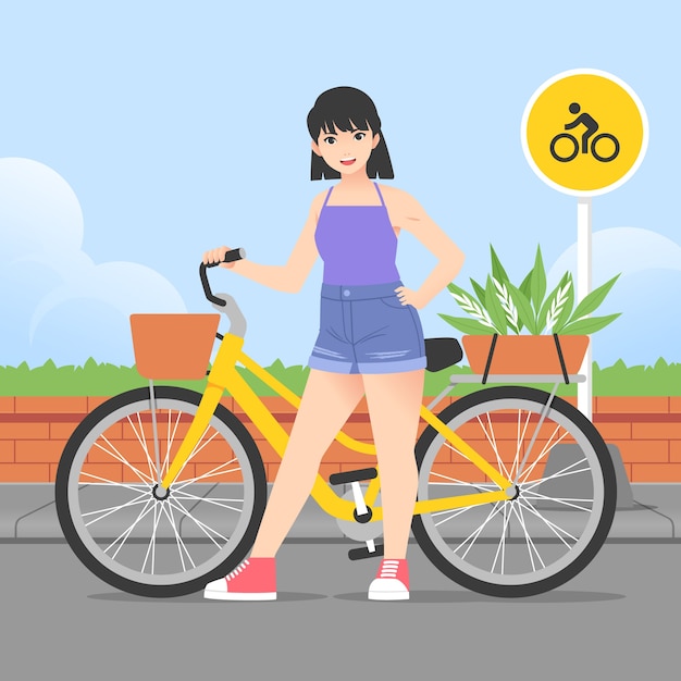 Vector gratuito ilustración plana para la celebración del día mundial de la bicicleta