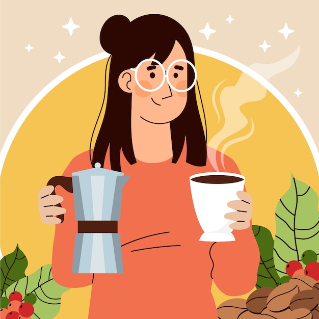 Vector gratuito ilustración plana para la celebración del día mundial del café