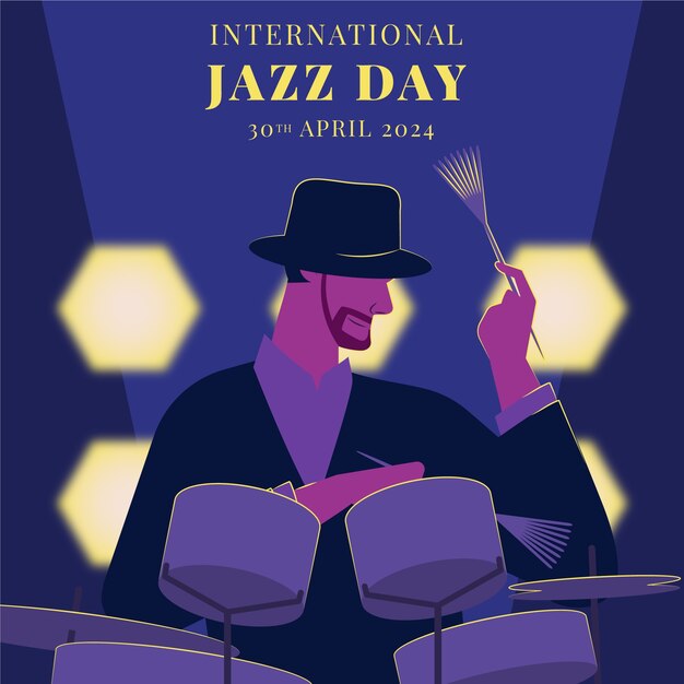 Ilustración plana para la celebración del Día Mundial del Jazz