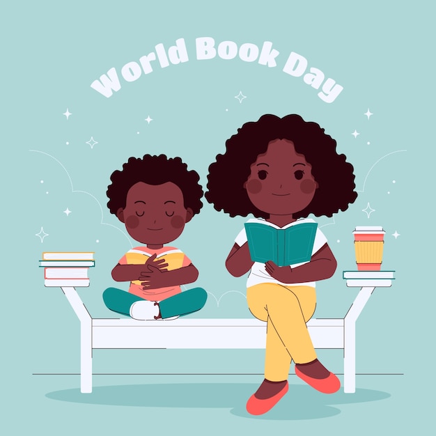 Vector gratuito ilustración plana para la celebración del día mundial del libro