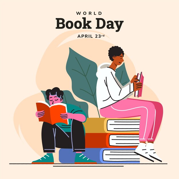 Ilustración plana para la celebración del día mundial del libro
