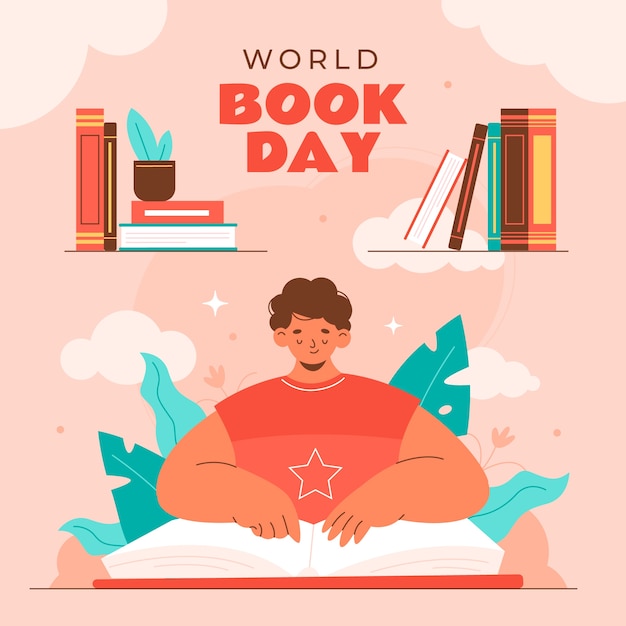 Vector gratuito ilustración plana para la celebración del día mundial del libro