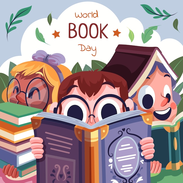 Ilustración plana para la celebración del día mundial del libro