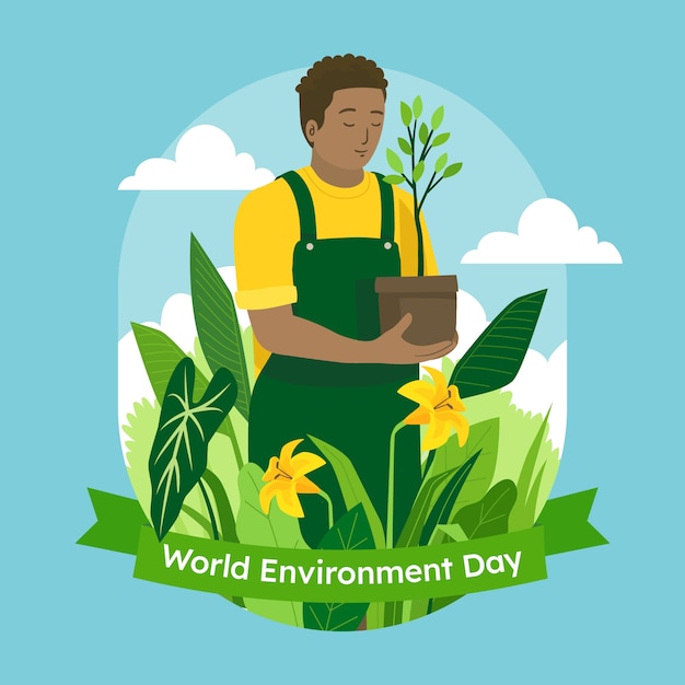 Vector gratuito ilustración plana para la celebración del día mundial del medio ambiente