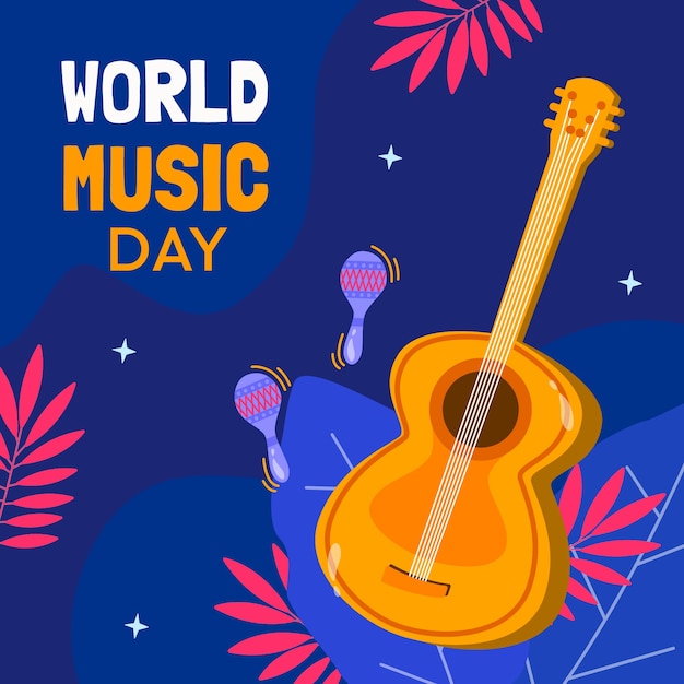 Vector gratuito ilustración plana para la celebración del día mundial de la música