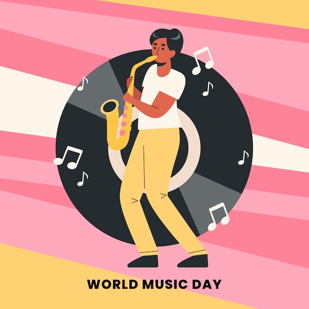 Vector gratuito ilustración plana para la celebración del día mundial de la música