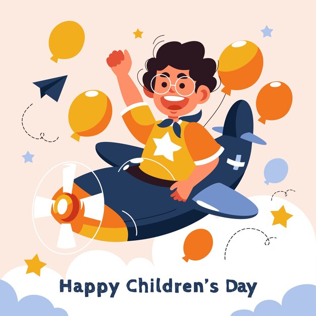 Ilustración plana para la celebración del día mundial del niño.