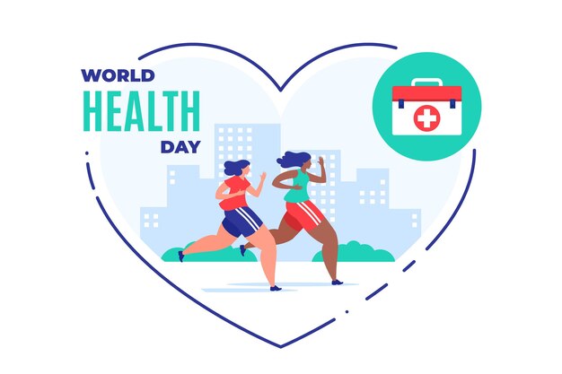 Ilustración plana de celebración del día mundial de la salud