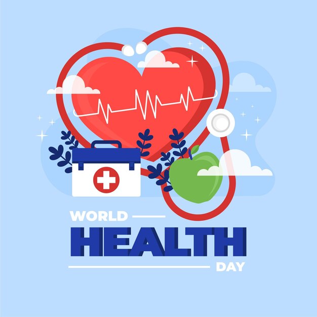 Ilustración plana de la celebración del Día Mundial de la Salud