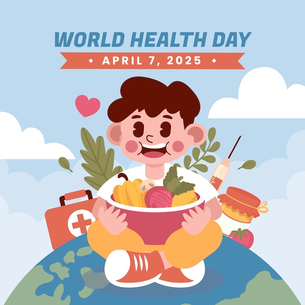 Vector gratuito ilustración plana para la celebración del día mundial de la salud
