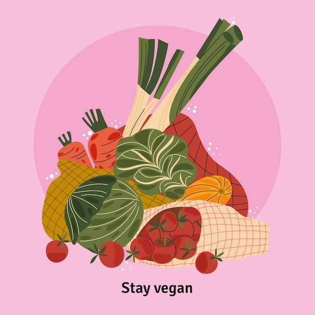 Ilustración plana para la celebración del día mundial del vegano.