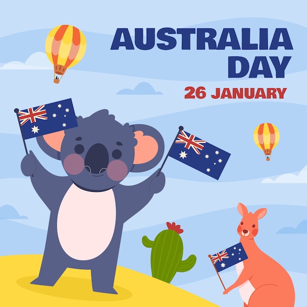 Ilustración plana para la celebración del día nacional australiano