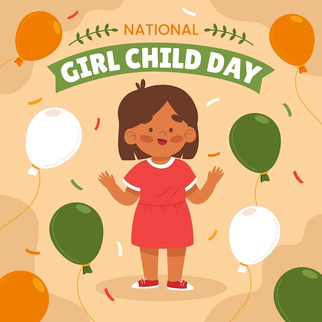 Vector gratuito ilustración plana de celebración del día nacional de la niña