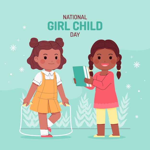 Vector gratuito ilustración plana para la celebración del día nacional de la niña