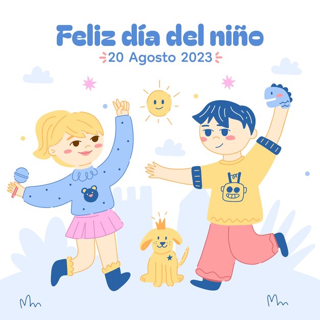 Ilustración plana para la celebración del día del niño en español.