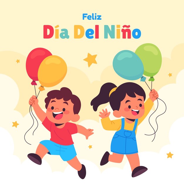 Ilustración plana para la celebración del día de los niños en español