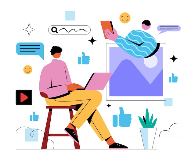 Ilustración plana para la celebración del día de las redes sociales
