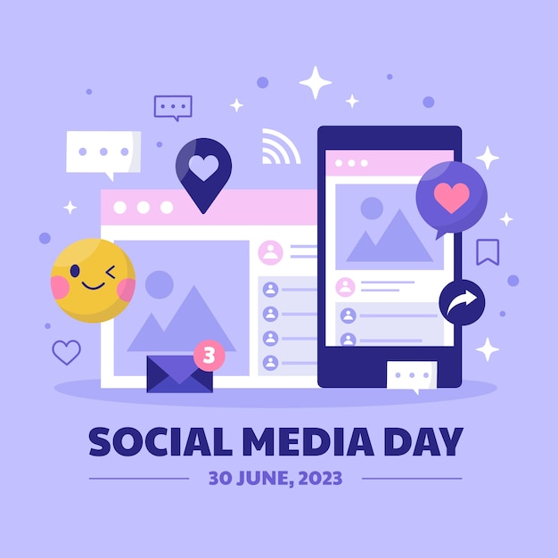 Vector gratuito ilustración plana para la celebración del día de las redes sociales