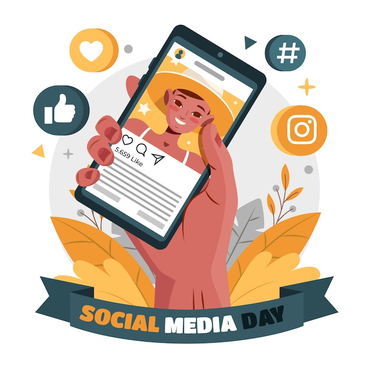 Vector gratuito ilustración plana para la celebración del día de las redes sociales