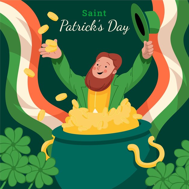 Ilustración plana para la celebración del día de San Patricio.