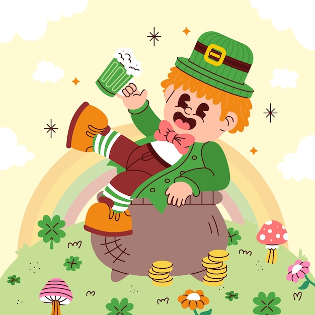 Ilustración plana para la celebración del día de san patricio.