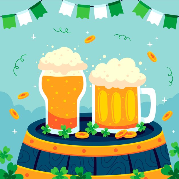 Ilustración plana para la celebración del día de San Patricio.