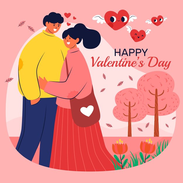 Ilustración plana de celebración del día de san valentín