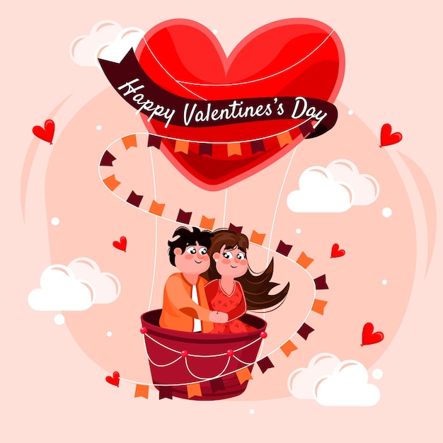 Ilustración plana para la celebración del día de san valentín