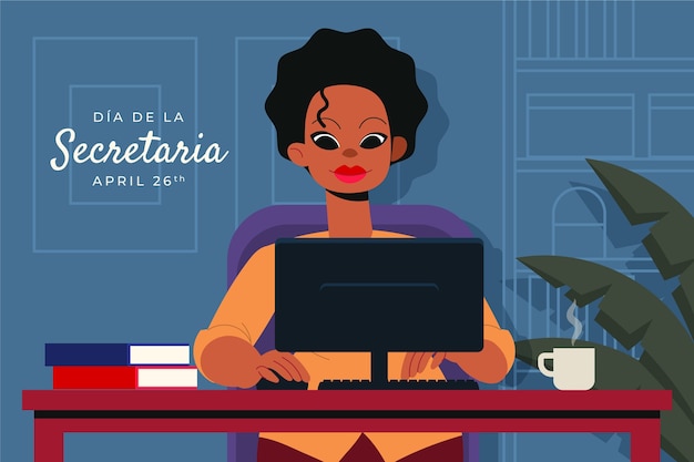 Vector gratuito ilustración plana para la celebración del día de la secretaria.