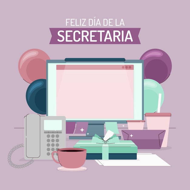 Vector gratuito ilustración plana para la celebración del día de la secretaria.